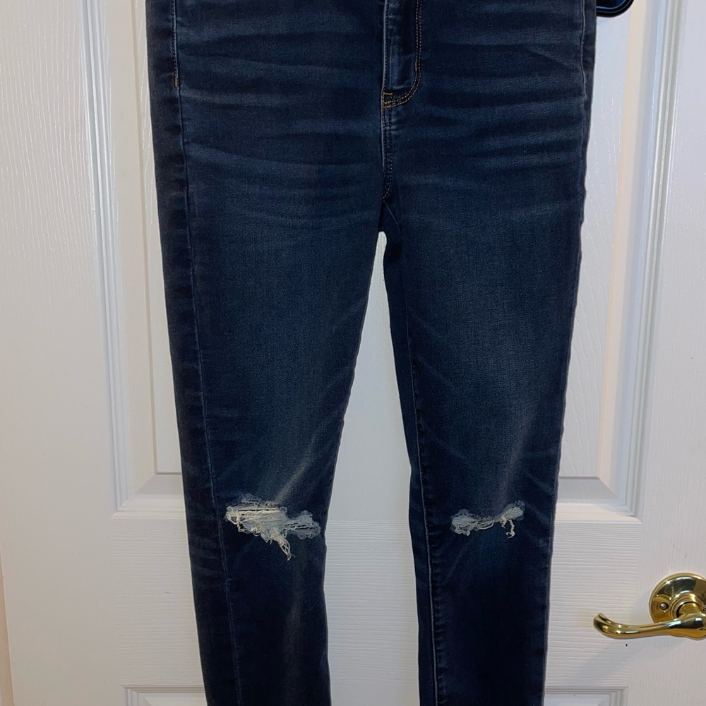 American Eagle Outfitters Dark Blue Ripped Skinny Jeans